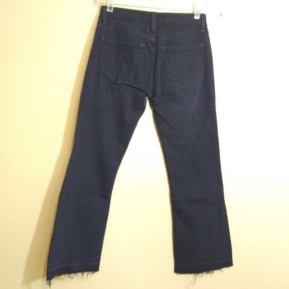 NWT Sagjol Cropped Raw/Frayed Hem Dark Wash Blue Jeans Size 26 - Picture 4 of 10